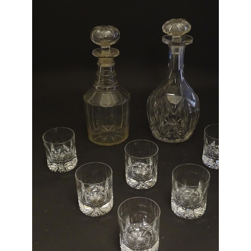 267 - A Georgian three-ring decanter, together with a Victorian  lead crystal decanter and a set of six 20... 