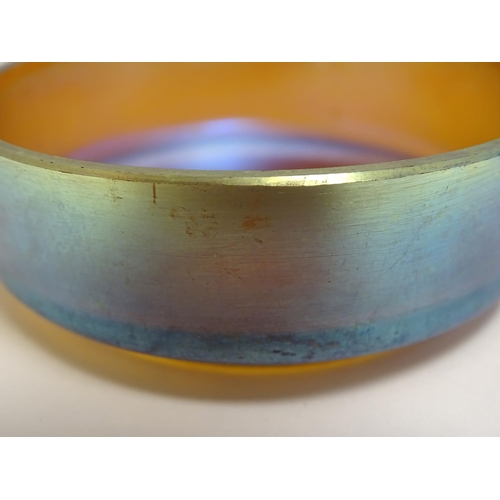 271 - A small iridescent glass dish in the manner of Myra Kristal by Karl Wiedman for WMF. Approx 3