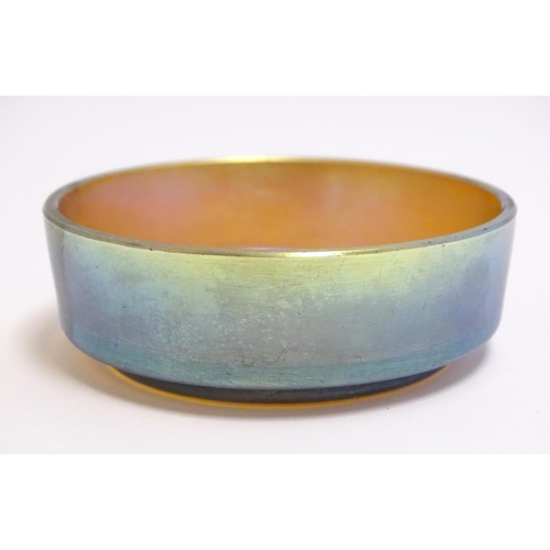 271 - A small iridescent glass dish in the manner of Myra Kristal by Karl Wiedman for WMF. Approx 3