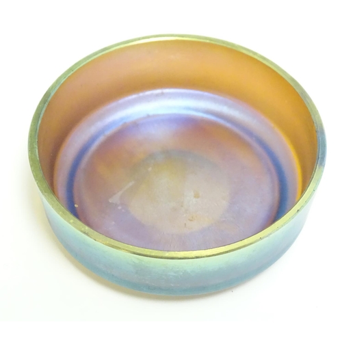 271 - A small iridescent glass dish in the manner of Myra Kristal by Karl Wiedman for WMF. Approx 3