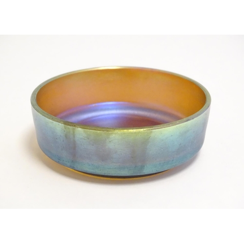 271 - A small iridescent glass dish in the manner of Myra Kristal by Karl Wiedman for WMF. Approx 3