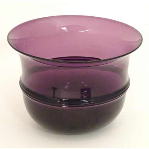 291 - Assorted glass items, comprising an early 20thC Amethyst glass bowl with flared rim, a two-sectional... 