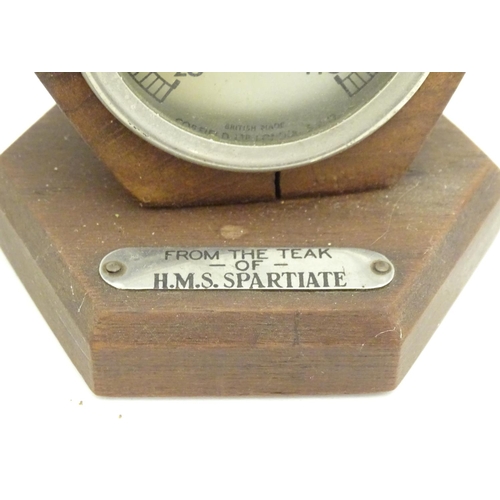 1227 - A 20thC desk thermometer / Rototherm by Corfield Ltd, London. Pat. No. 378314. The hexagonal teak su... 