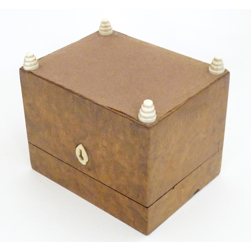 1235 - A late 19th / early 20thC burr walnut box. Approx. 5 1/4