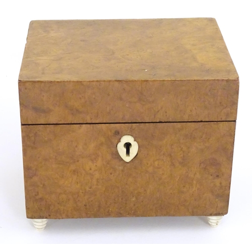 1235 - A late 19th / early 20thC burr walnut box. Approx. 5 1/4