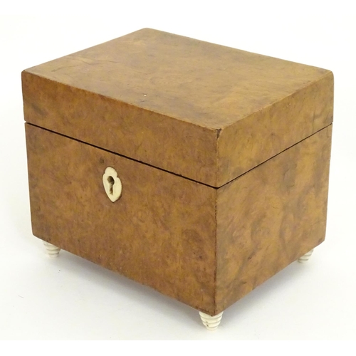 1235 - A late 19th / early 20thC burr walnut box. Approx. 5 1/4