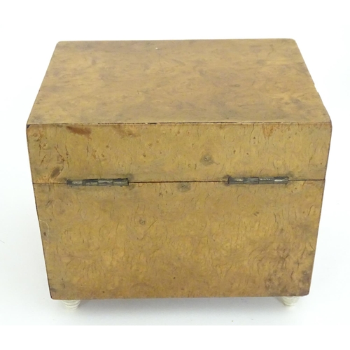 1235 - A late 19th / early 20thC burr walnut box. Approx. 5 1/4