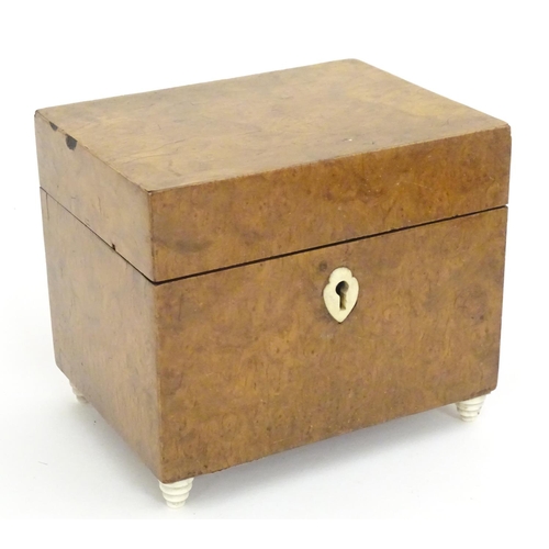 1235 - A late 19th / early 20thC burr walnut box. Approx. 5 1/4