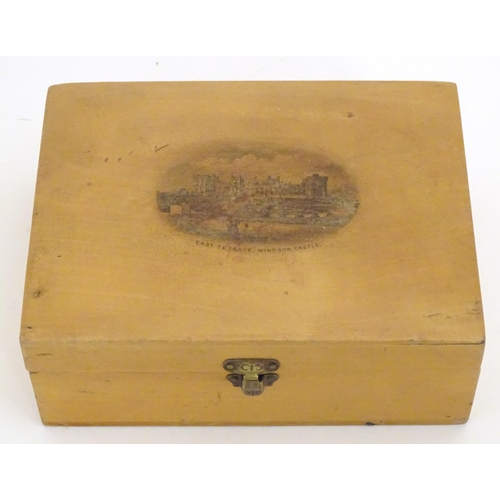 1246 - A 19thC Mauchline ware box of rectangular form decorated with a vignette depicting East Terrace, Win... 