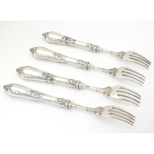 319 - A set of four Russian silver forks Approx 7 1/2