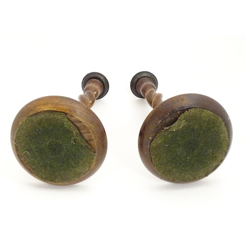 1362 - A pair of late 19th / early 20thC candlesticks with barley twist columns. Approx. 11 3/4