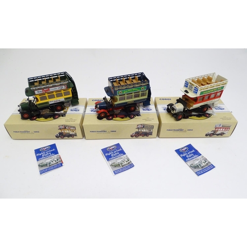 1498 - Toys: Three 20thC Corgi Classic Public Transport models, comprising 96994 Thornycroft Bus - South Wa... 