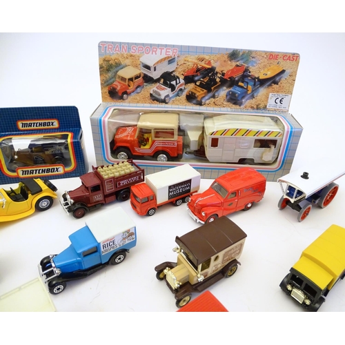 1527 - Toys: A large quantity of assorted die cast scale model cars / vehicles to include, advertising Matc... 