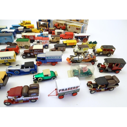 1527 - Toys: A large quantity of assorted die cast scale model cars / vehicles to include, advertising Matc... 