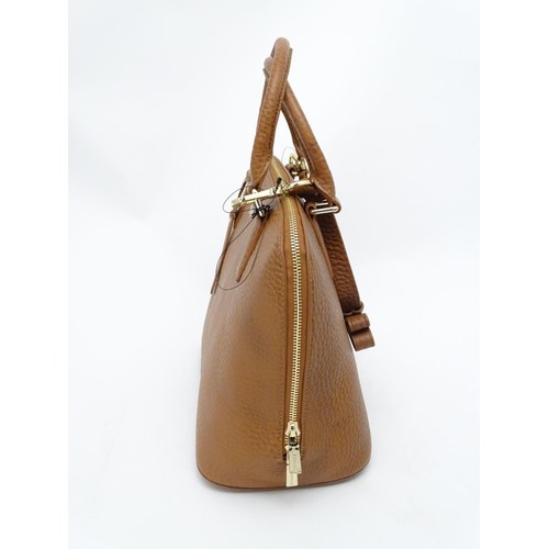 1580 - Vintage fashion accessories : A new Paul Costelloe 'The Bughatti' leather bag in tan colour, with de... 