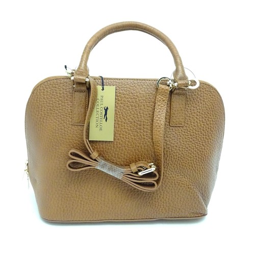 1580 - Vintage fashion accessories : A new Paul Costelloe 'The Bughatti' leather bag in tan colour, with de... 