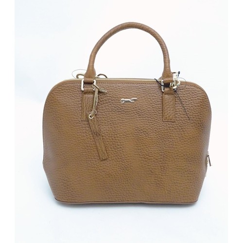 1580 - Vintage fashion accessories : A new Paul Costelloe 'The Bughatti' leather bag in tan colour, with de... 