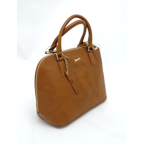 1580 - Vintage fashion accessories : A new Paul Costelloe 'The Bughatti' leather bag in tan colour, with de... 