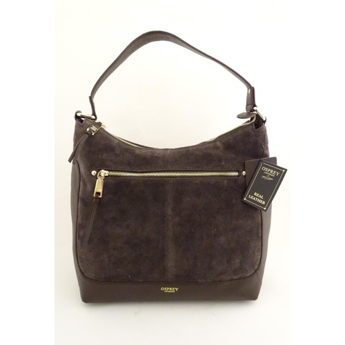 1581 - Vintage fashion accessories : A new Osprey London 'Canterbury Hobo' Nappa/Suede bag in Chocolate col... 