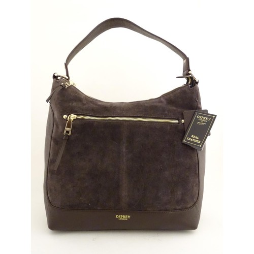 1581 - Vintage fashion accessories : A new Osprey London 'Canterbury Hobo' Nappa/Suede bag in Chocolate col... 