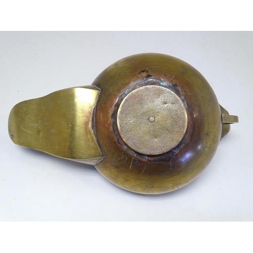 2251 - A 19thC brass hanging oil lamp formed as a large oversized 'genie' lantern. Approx. 13 1/2