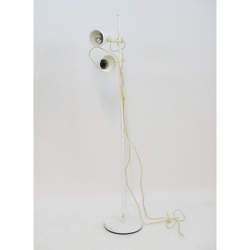 2258 - Vintage retro, Midcentury : a Continental standard lamp, with twin adjustable lights, constructed of... 