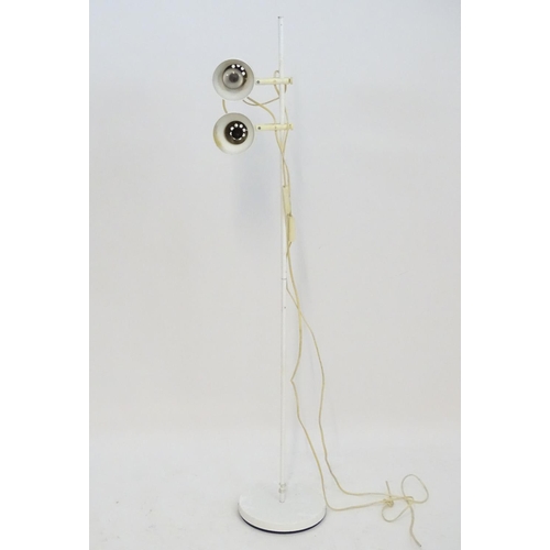 2258 - Vintage retro, Midcentury : a Continental standard lamp, with twin adjustable lights, constructed of... 