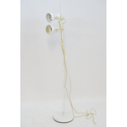 2258 - Vintage retro, Midcentury : a Continental standard lamp, with twin adjustable lights, constructed of... 