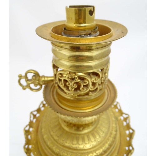 2260 - An early 20thC Satsuma vase table light, with ornate gilt base and light fitting, 20 1/2