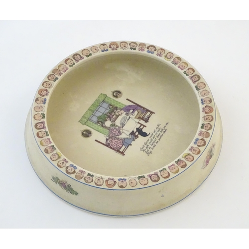 100 - A Midwinter baby plate / bowl designed by W. Heath Robinson with nursery rhyme verse decoration. Mar... 