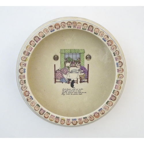 100 - A Midwinter baby plate / bowl designed by W. Heath Robinson with nursery rhyme verse decoration. Mar... 