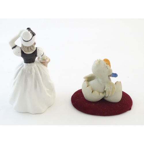 112 - A Coalport model of a lady, Susan. Together with a Capodimonte model of a duck with a blue bow tie. ... 