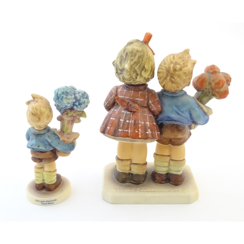 129 - Two anniversary Hummel / Goebel figures comprising The Love Lives On, 50th anniversary, no. 416, and... 