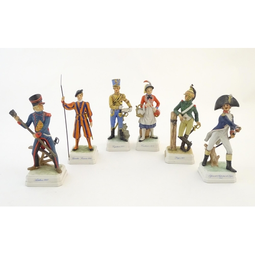 137 - Six Goebel Bochmann military / soldier figures comprising Cantiniere 1809, no. LF12, Dragon 1805, no... 