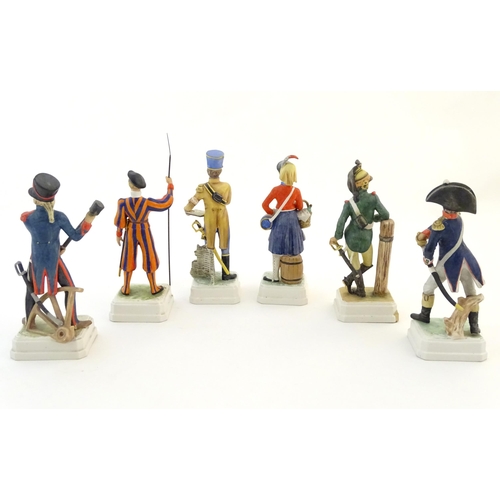 137 - Six Goebel Bochmann military / soldier figures comprising Cantiniere 1809, no. LF12, Dragon 1805, no... 