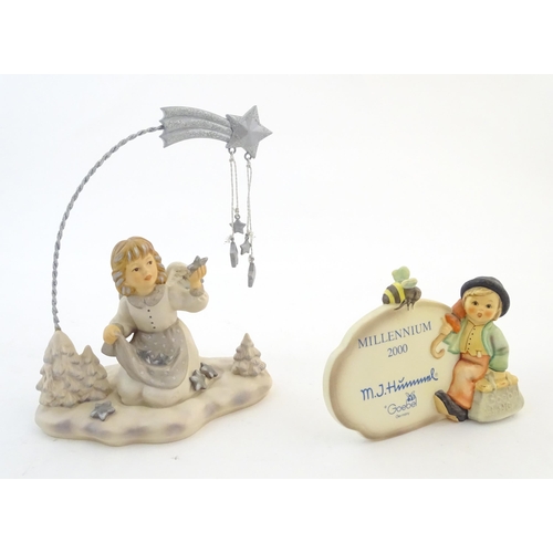 138 - A limited edition Goebel figure no. 7253/20,000, Annual Angel 2000. Together with a Hummel / Goebel ... 