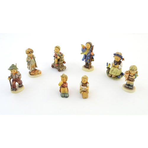 140 - Eight Hummel / Goebel figure comprising Hear Ye, Hear Ye, no. 15, signed and dated by hand under, Do... 