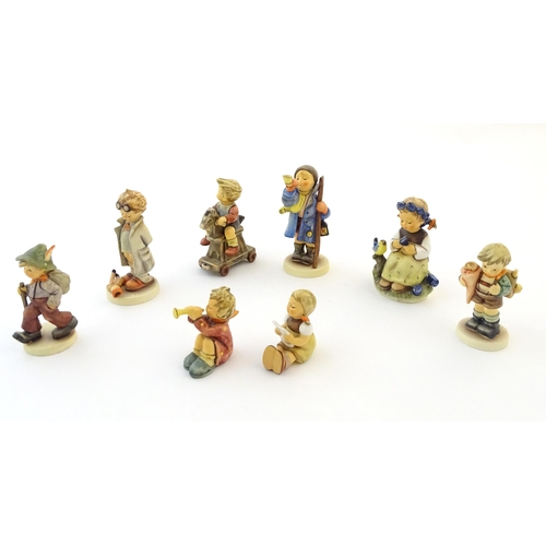 140 - Eight Hummel / Goebel figure comprising Hear Ye, Hear Ye, no. 15, signed and dated by hand under, Do... 