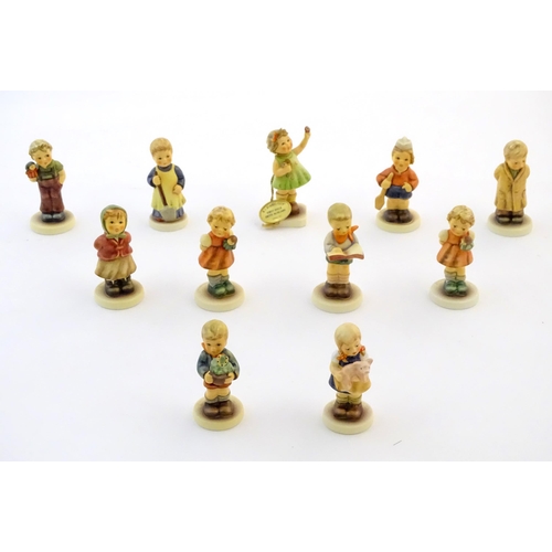 143 - Eleven Goebel / Hummel Club figures to include Too Shy to Sing, no. 845, Puppet Prince, no. 2103/B, ... 