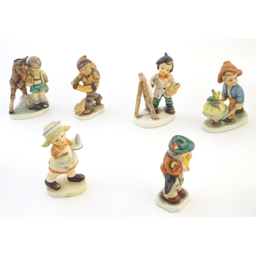 144 - A quantity of Friedel figures to include an artist with palette and easel, a farm boy with a wheelba... 