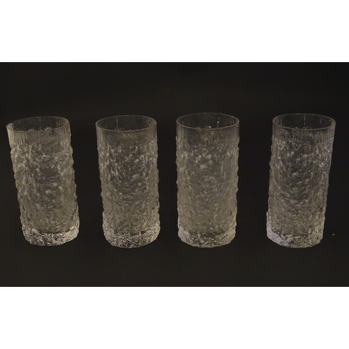 297 - Geoffrey Baxter for Whitefriars :  4 glass tumblers from the Glacier range. Approx 5 1/4