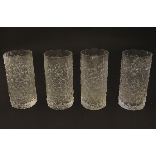 297 - Geoffrey Baxter for Whitefriars :  4 glass tumblers from the Glacier range. Approx 5 1/4