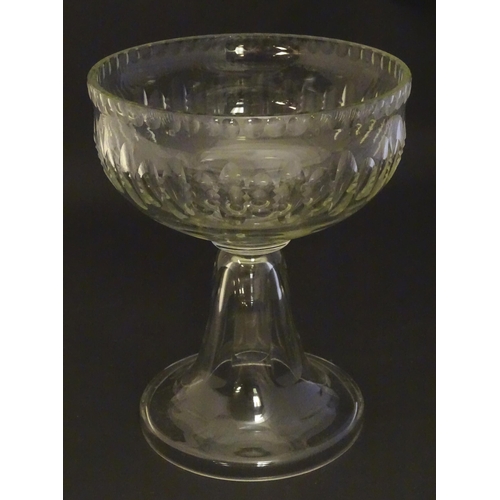 298 - A tall cut glass pedestal bowl  7 1/2