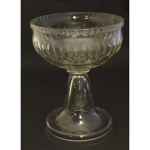 298 - A tall cut glass pedestal bowl  7 1/2