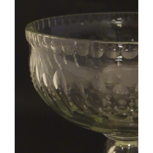 298 - A tall cut glass pedestal bowl  7 1/2