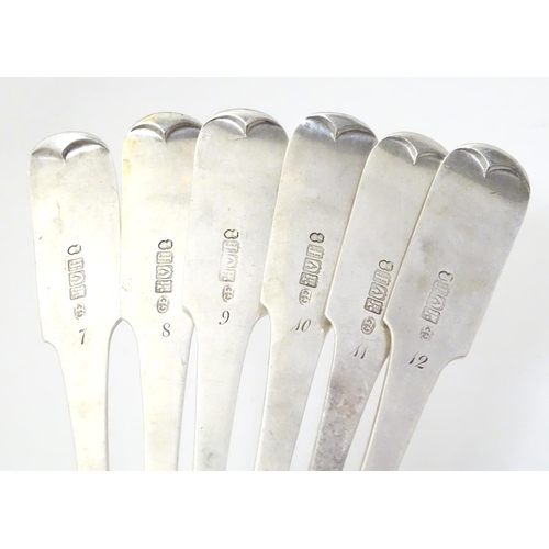 317 - A set of 6 Scottish Geo III silver fiddle pattern table spoons hallmarked Edinburgh 1811 maker  Geor... 