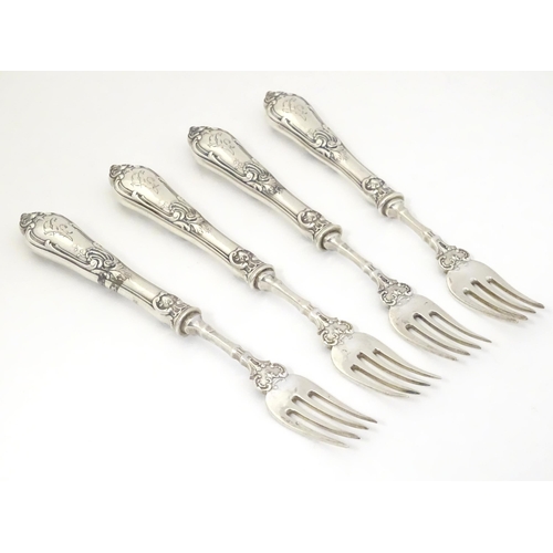 319 - A set of four Russian silver forks Approx 7 1/2