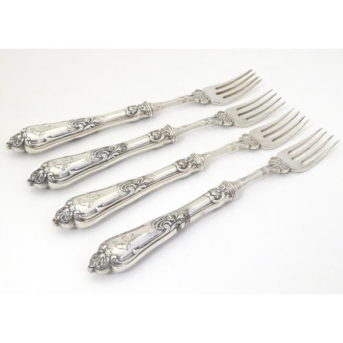 319 - A set of four Russian silver forks Approx 7 1/2