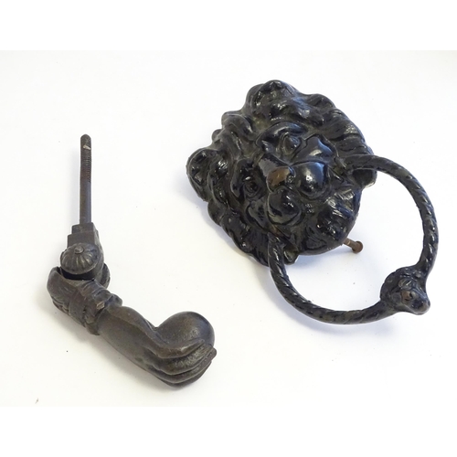 1193 - A quantity of assorted 19thC and later door knockers to include Georgian dolphin with trident tail, ... 