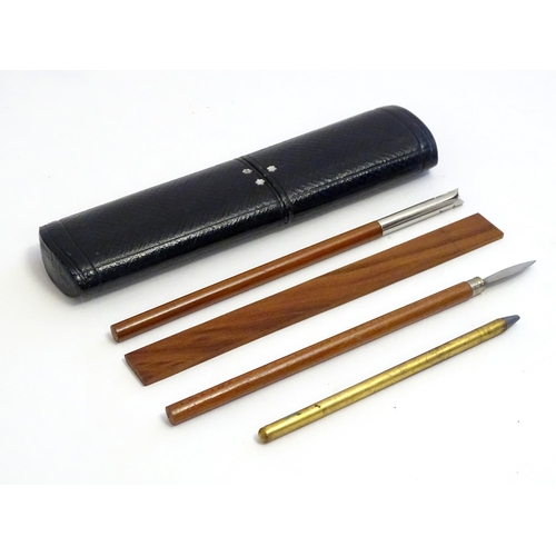 1218 - An early 20thC Heintze & Blanckertz cased stationery writing set, comprising pen, pencil, knife and ... 